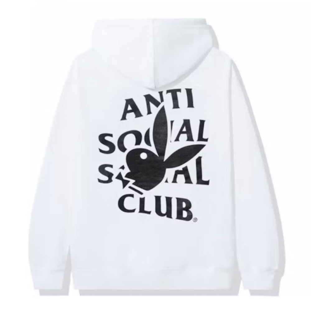 ANTI SOCIAL SOCIAL CLUB x PLAYBOY collab white graphic hoodie size small‎ unisex